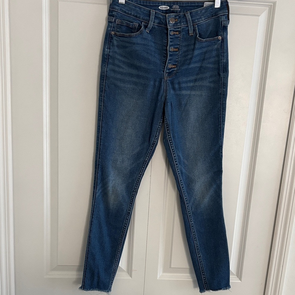 Old Navy High Rise Dark Blue Jeans Rockstar Super Skinny Size 6
